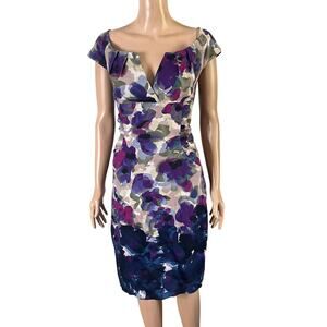Andre Oliver Dress Womens Size Large 12 Floral Purple White